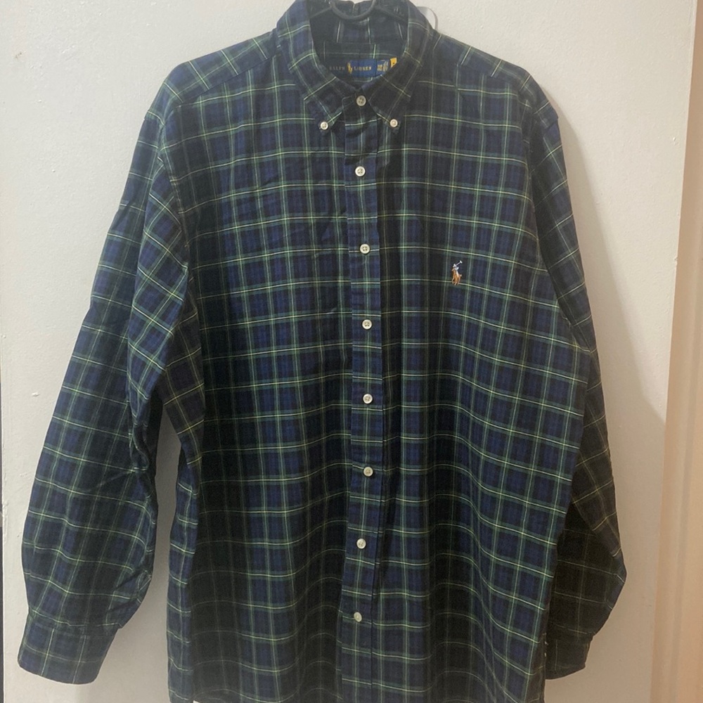 Ralph Lauren Men Gingham Polo Button Down Long Sleeve sz 1XB Big & Tall